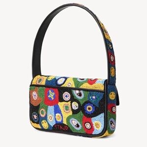 STAUD Tommy Beaded Bag in Black Millefiori